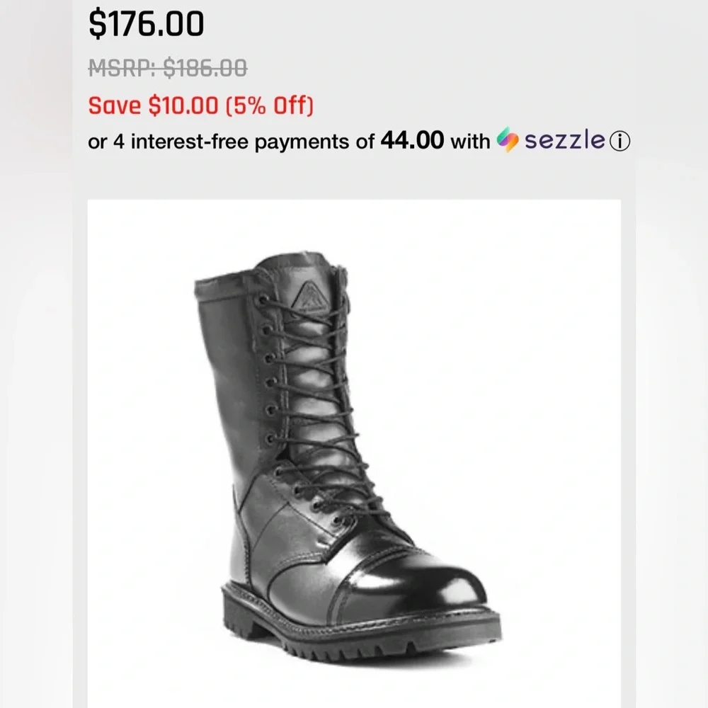 Boots Rocky 10" Paratrooper Side Zipper Waterproof Boot. NEW - Picture 1 of 6